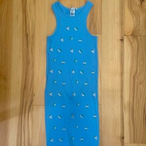 Zara floral print ribbed body con dress